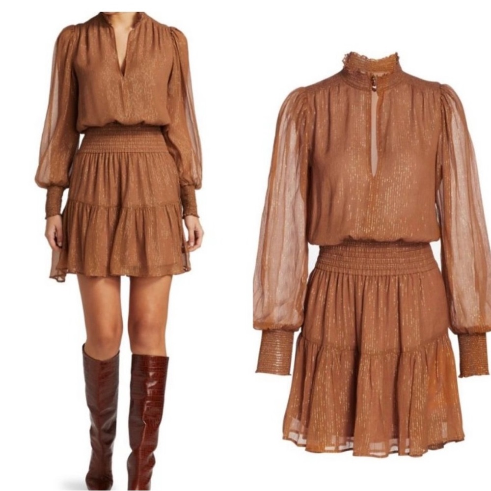 NWT ALC burnt orange ruffle dress size 4
